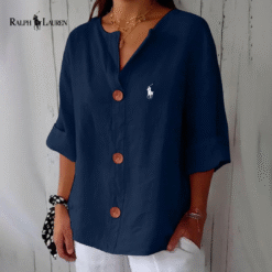 Ralph Lauren–style Linen Button Blouse