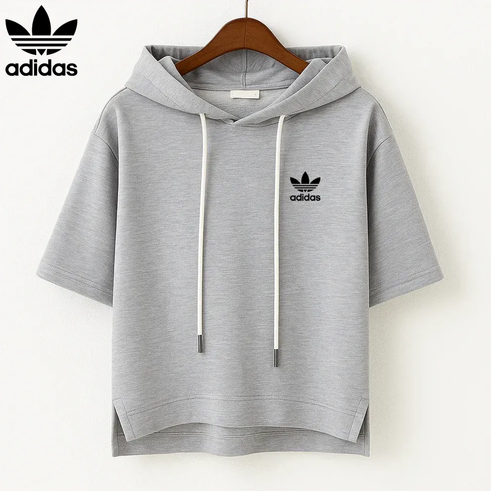 Adidas Women’s Cropped Short-Sleeve Hoodie - Image 5