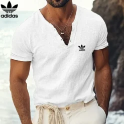 Alternative view of Adidas Men's Casual V-Neck Short Sleeve Shirt