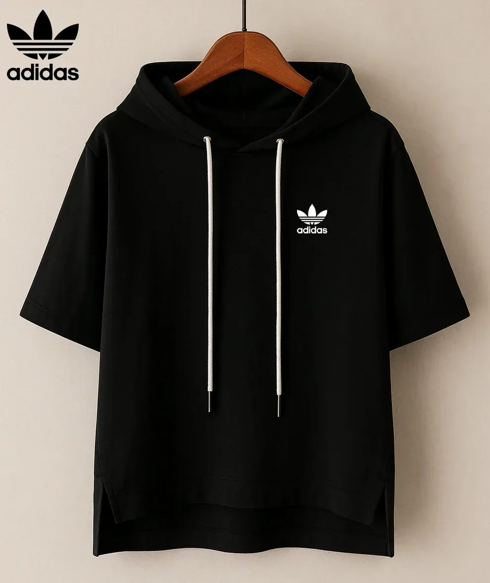 Adidas Women’s Cropped Short-Sleeve Hoodie - Image 3